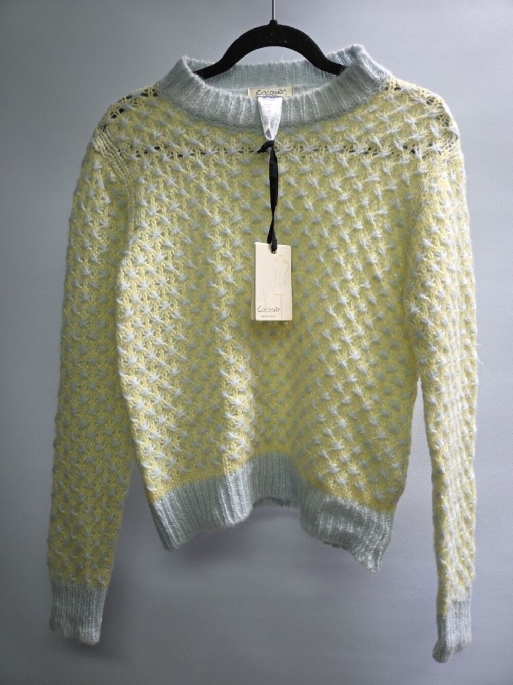 COCOGIO Womens Yellow Knit Pullover Jumper Size S Crew Neck Italy New NWT